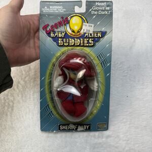 Vtg 90s TEENIE BABY ALIEN BUDDIES SHERIFF BABY Sealed Card glow in the dark 1997